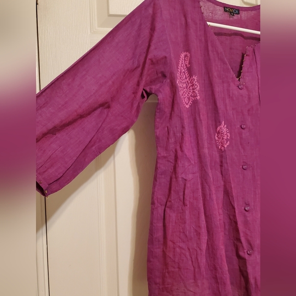 NOVICA Handcrafted Beaded and Block Peint Tunic Blouse 100% cotton - Picture 5 of 11